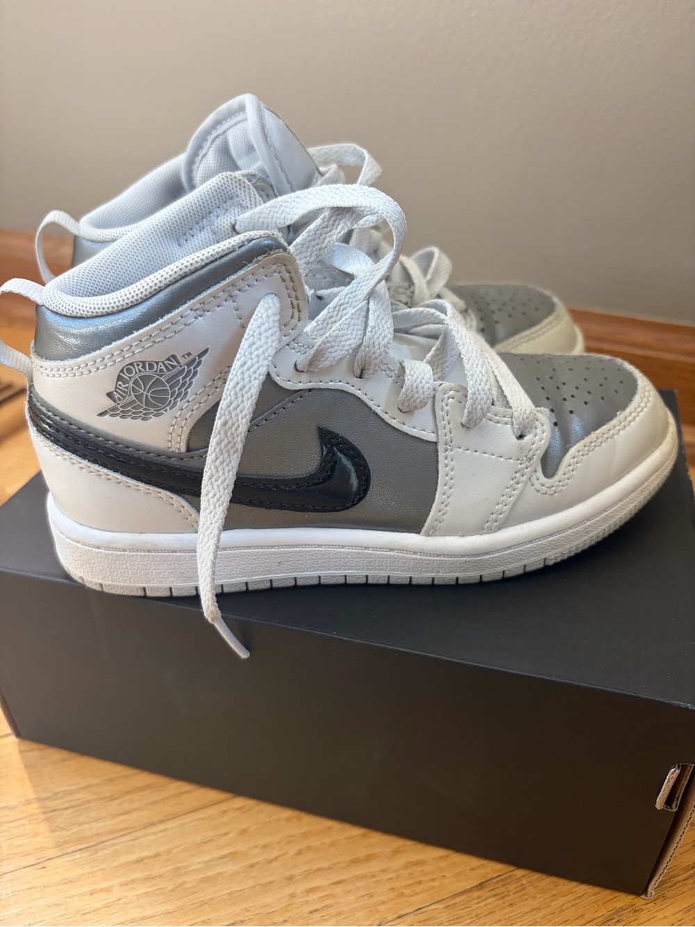 Jordan Kids High-Top Sneakers - White, Gray & Black